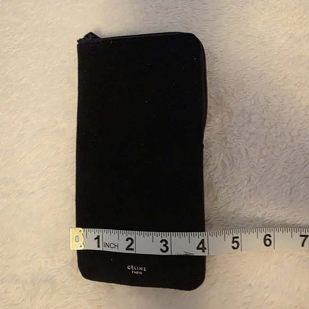 Celine Authentic Black Velvet Zip Pouch Cosmetic Case Paris